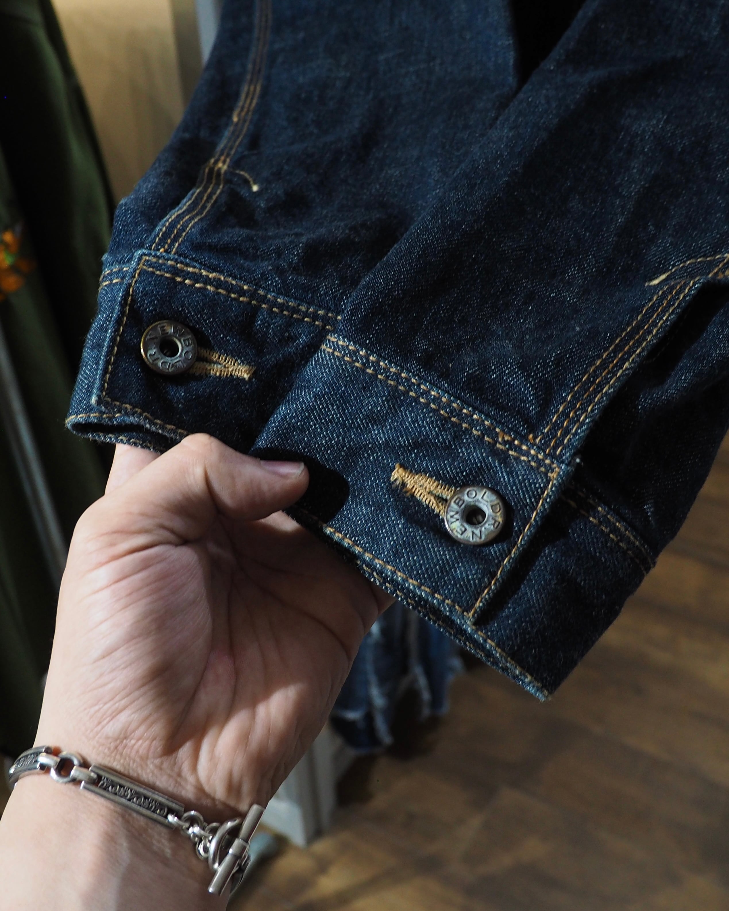 " R.NEWBOLD " Dark Indigo × Silver Metal zip Denim Trucker jacket