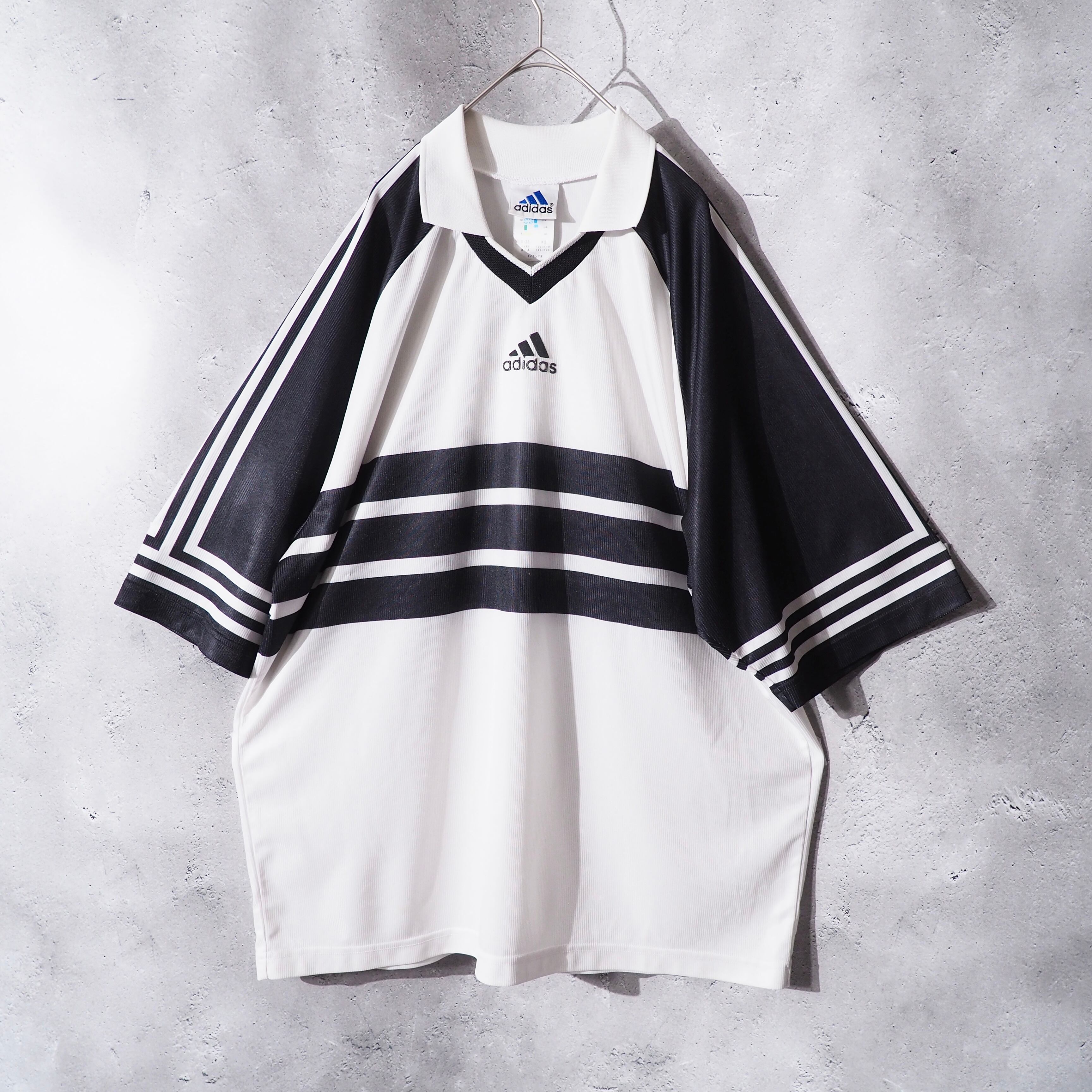 1990s " Old adidas " Monotone Line Design Vintage Loose Game Shirt