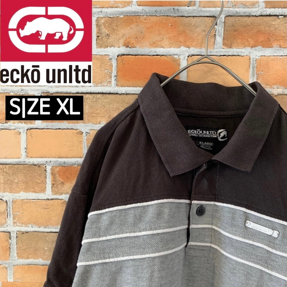 ecko unltd.】 エコーアンリミテッド ポロシャツ XL 金属製ロゴ | 古着