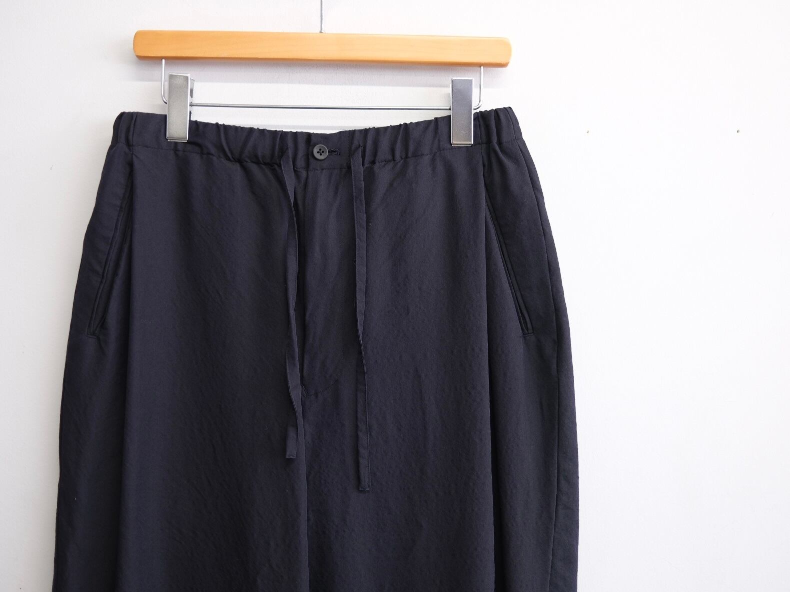 ULTERIOR” WASHED WOOL SILK TWILL DRAWSTRING PANTS FRENCH NAVY
