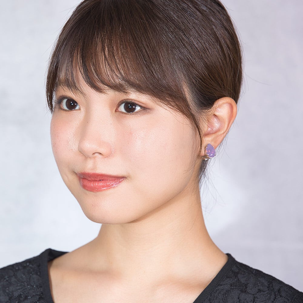 イヤリング ラインストーン パープル ドロップ 136314【イマック