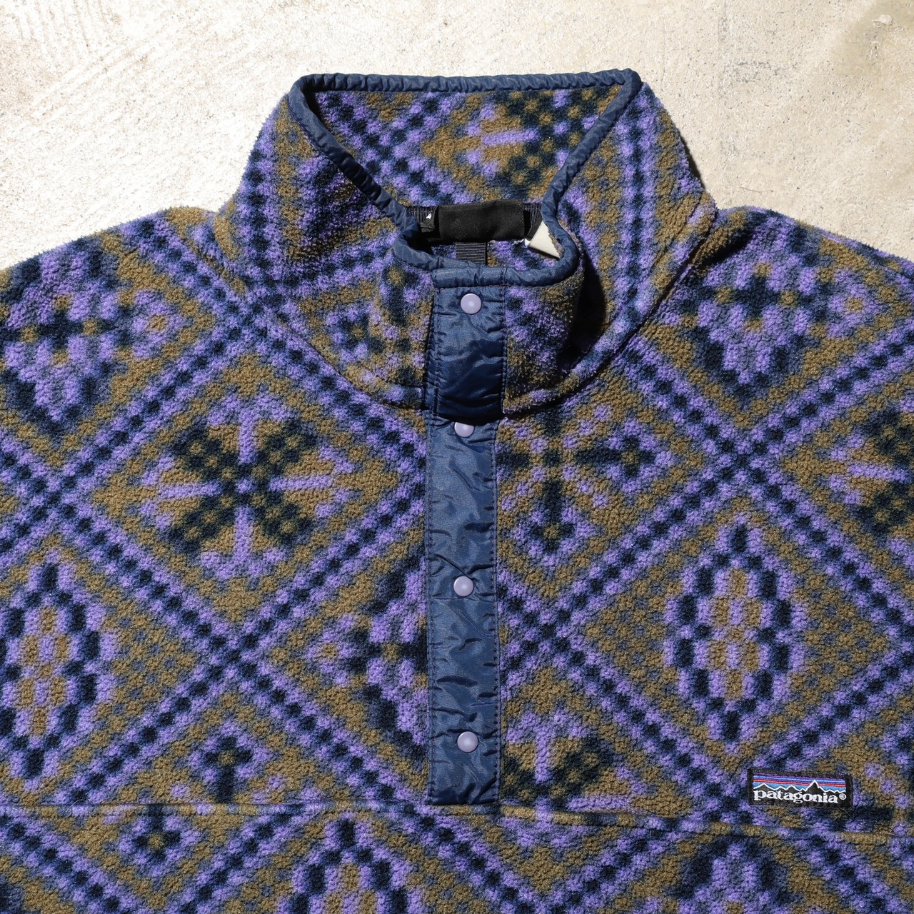 極美品 L 92年 USA Mosaic モザイク柄 LW Printed Synchilla Snap-T Patagonia ライトウェイト シンチラ スナップT 総柄 パタゴニア