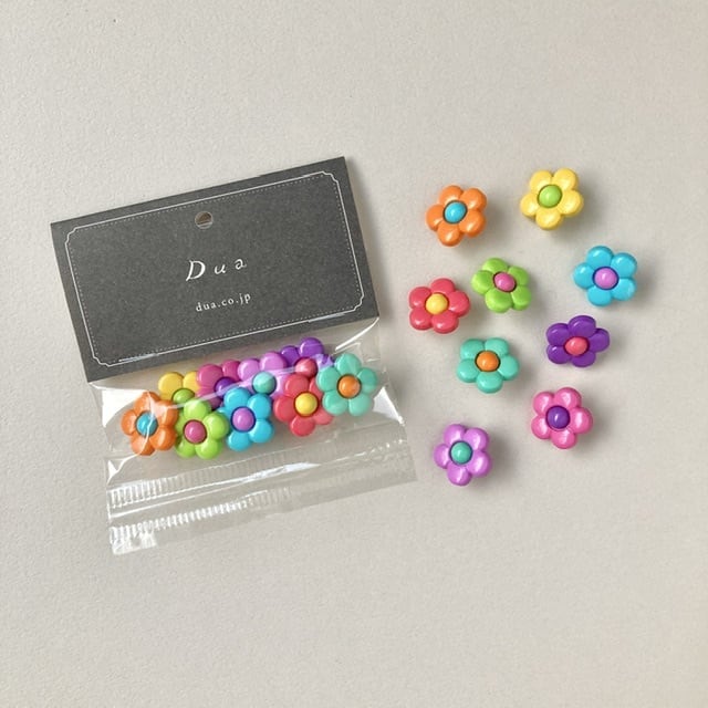 再入荷〉JJボタン カラフルフラワーボタンパック（9p） | Dua