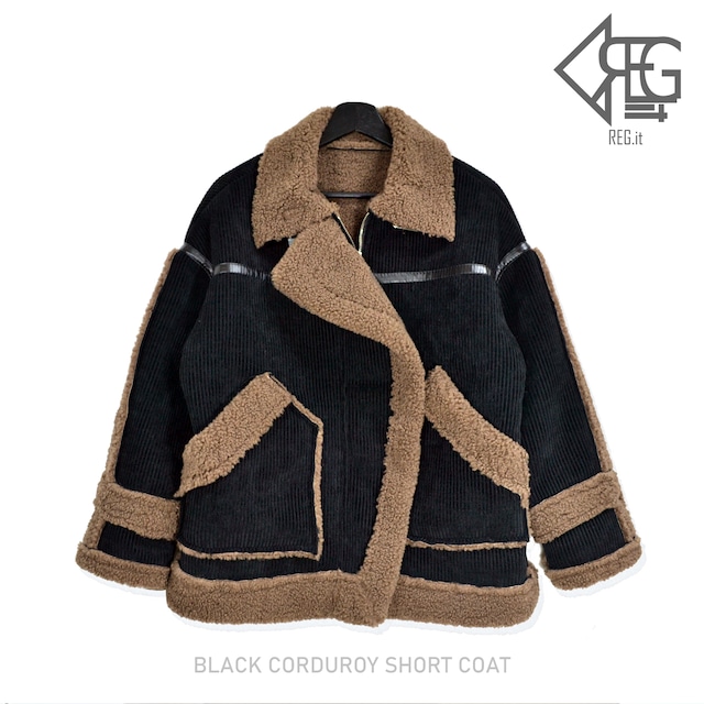 【REGIT】【即納】BLACK CORDUROY SHORT COAT F/W 韓国ファッション アウター おしゃれコート ショットコート 10代20代30代 F/W