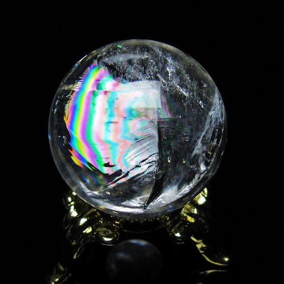 アイリスクォーツ 水晶 丸玉 虹入り 26mm 水晶玉 置物 スフィア 141-6971