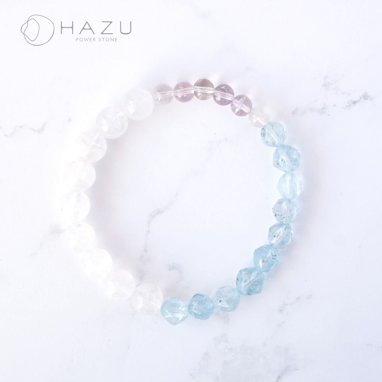 幸運と穏やかな晴空ブレス［ブルートパーズ／ホワイトガーデン／ラベンダーアメジスト］