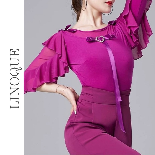 ハートモチーフリボンフリルスリーブレオタード 2color 【L00117】