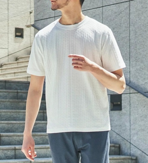 Geometric JQ Crew Neck T-shirts　White