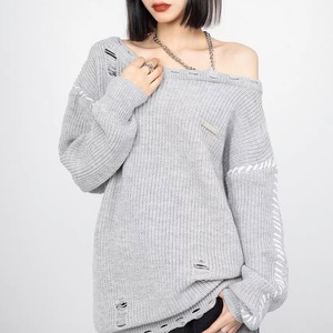【予約】chain strap damage sweater