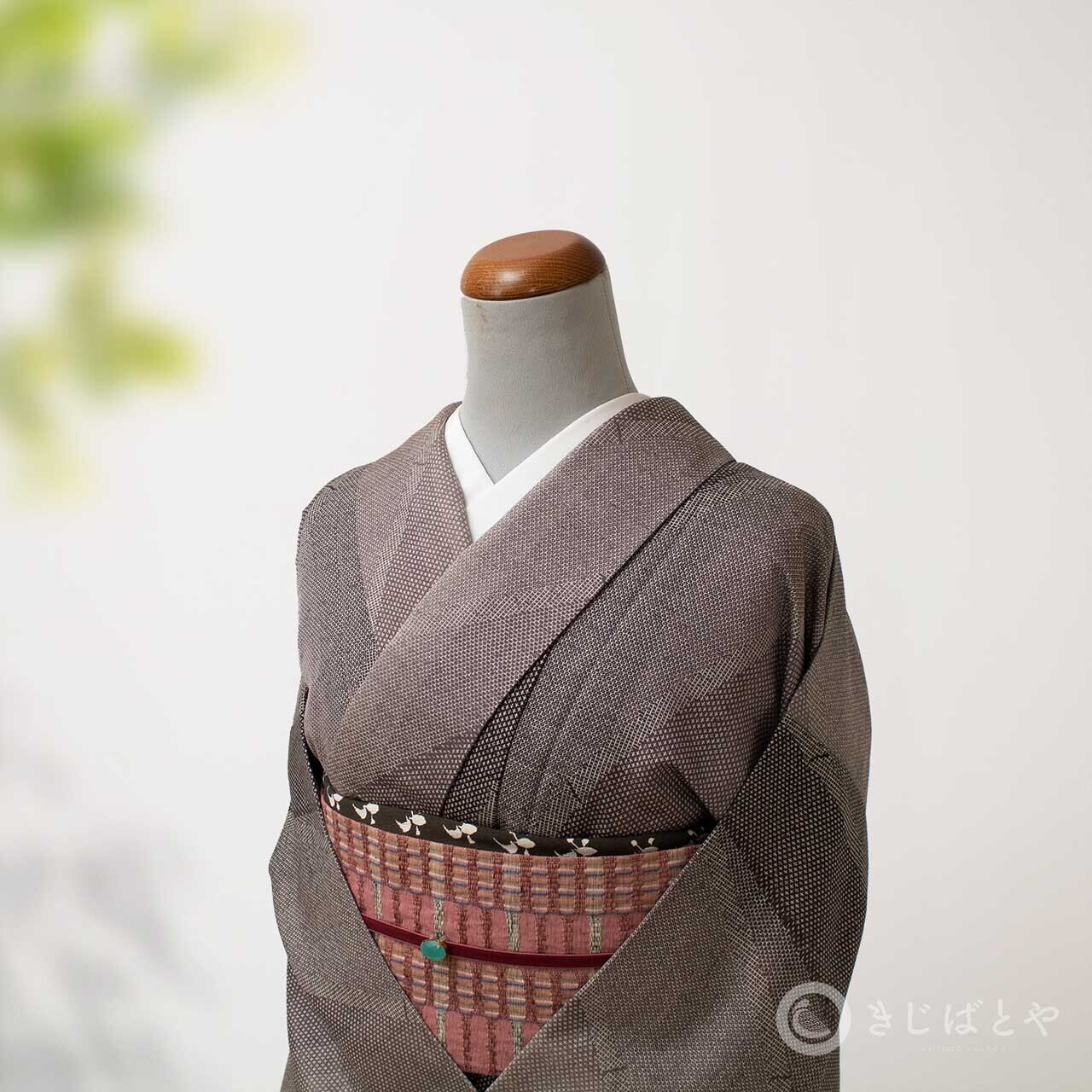 ウール混 暁鼠の単衣