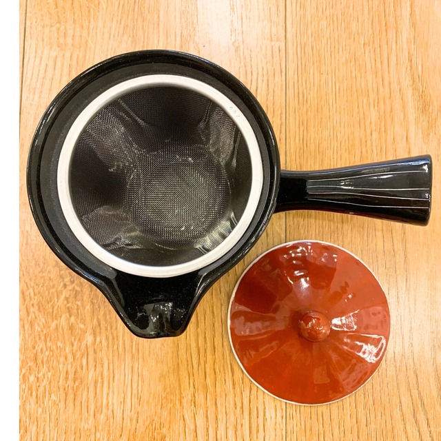 【波佐見焼】【馬徳】【黒朱十草】【急須】300cc