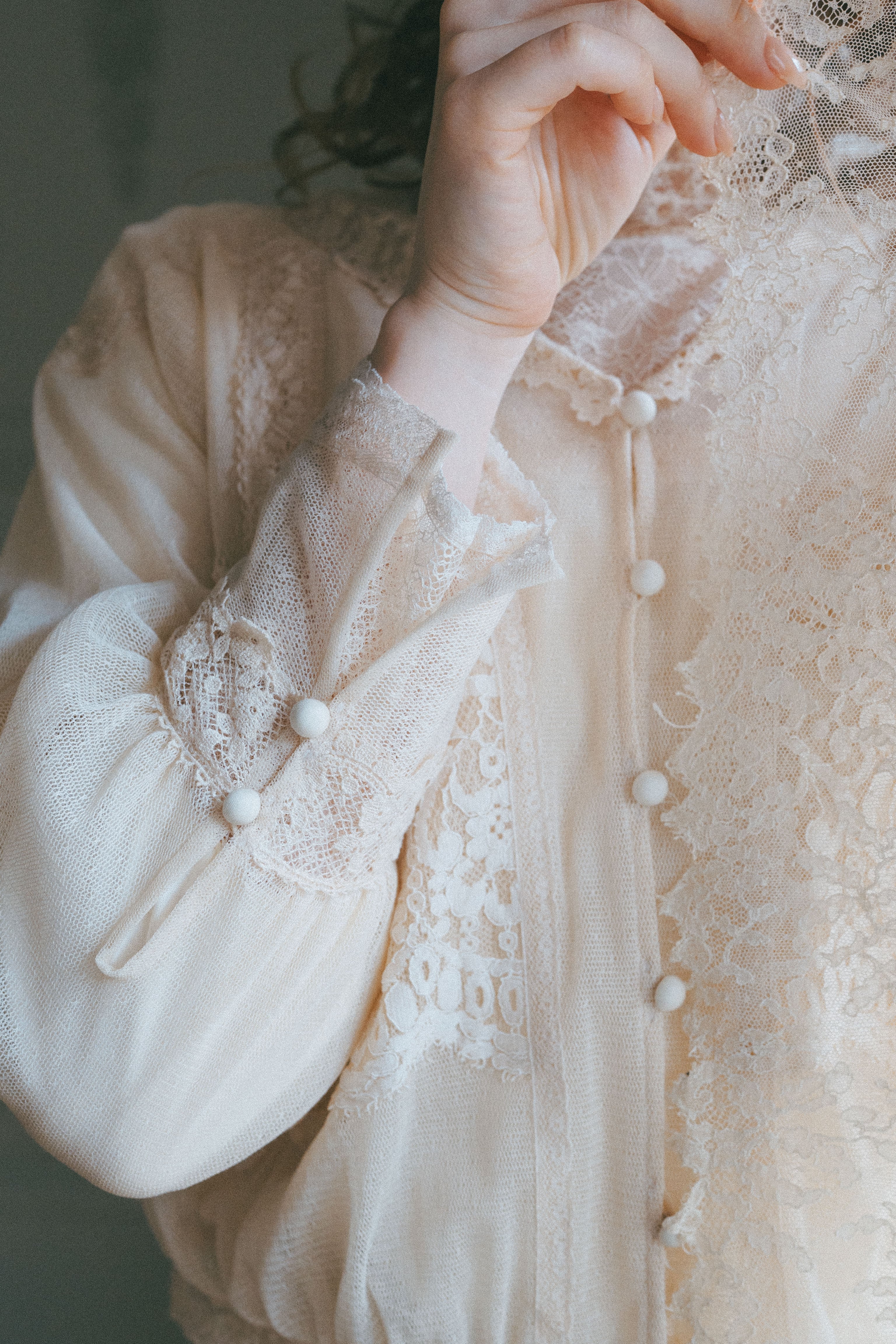 rijoui リジュイ ブラウス チュール Cotton tulle lace front-open blouse | Rijoui