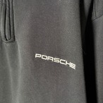 PORSCHE ハーフジップスウェット 黒 刺繍ロゴ ポルシェ L
