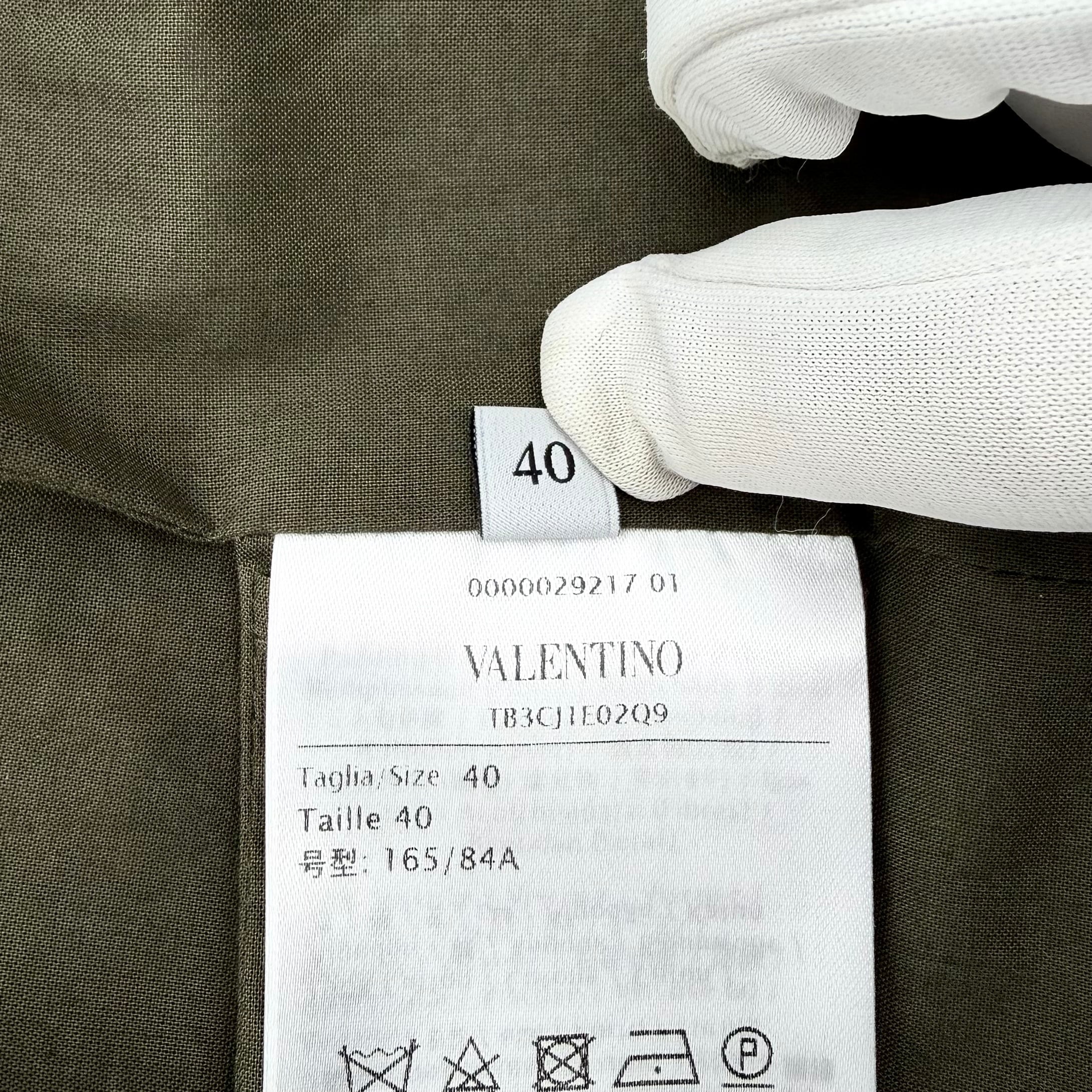 VALENTINO ミリタリー ジャケット コットン カーキ ヴァレンティノ