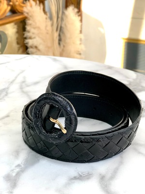 Bottega Veneta　ボッテガヴェネタ　イントレチャート　レザー　ベルト　ブラック　vintage　ヴィンテージ　w8yh2g