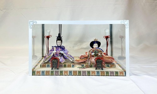 S-85 豆親王C 白枠ガラスケース飾り 燭台 貝桶 親王飾り 雛人形 ひな人形 初節句 ひな祭り 桃の節句 小さなお雛様 コンパクト お雛様 海外へのお土産 お祝い 誕生祝い プレゼント 日本伝統 日本文化 日本土産 伝統工芸