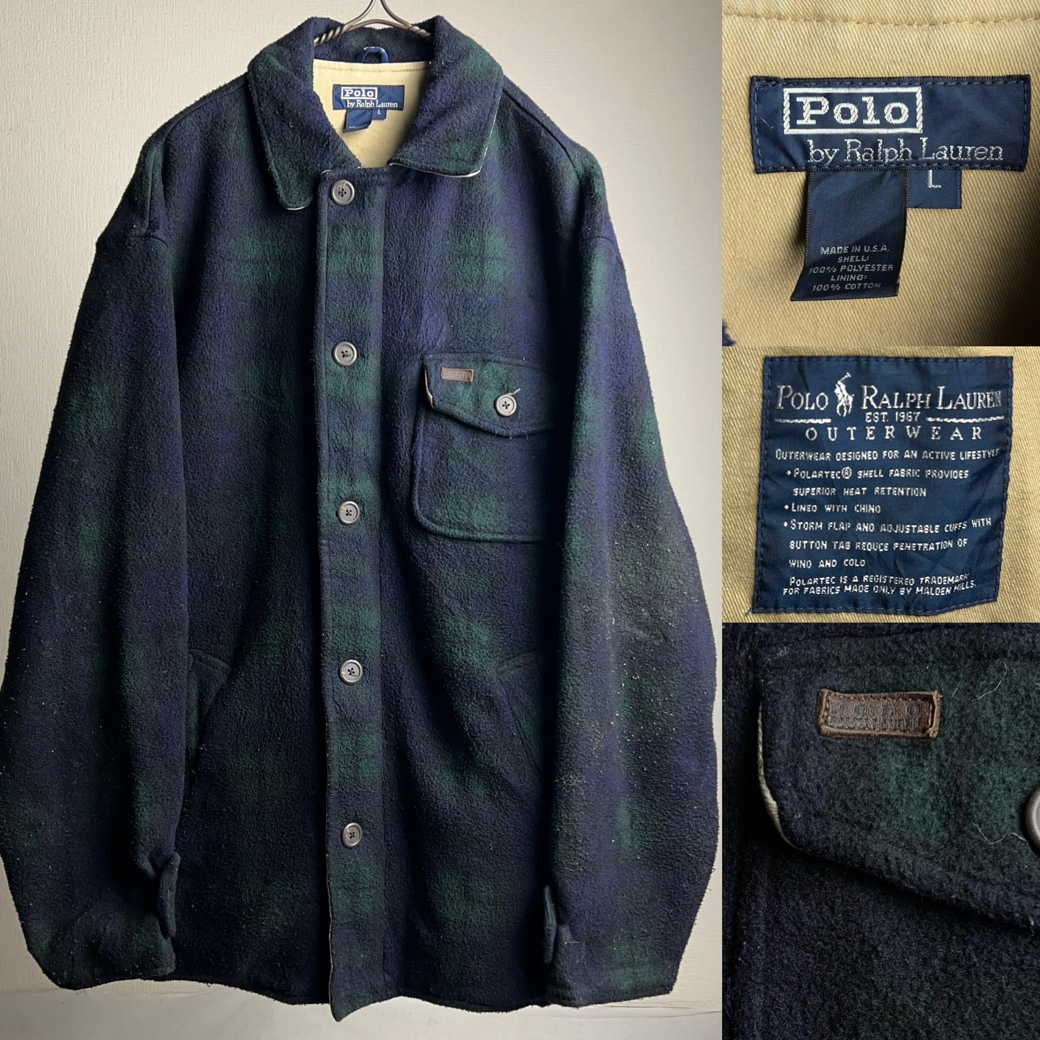 90's Polo by Ralph Lauren Plaid Fleece Jacket USA製 SIZE L 90's Polo by Ralph Lauren Plaid Fleece Jacket USA製 SIZE L