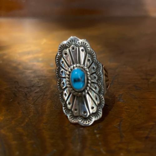 【NAVAJO】 KEVIN RAMONE（ケビン・ラモーン）ターコイズ&シルバー・スカーフリング　b