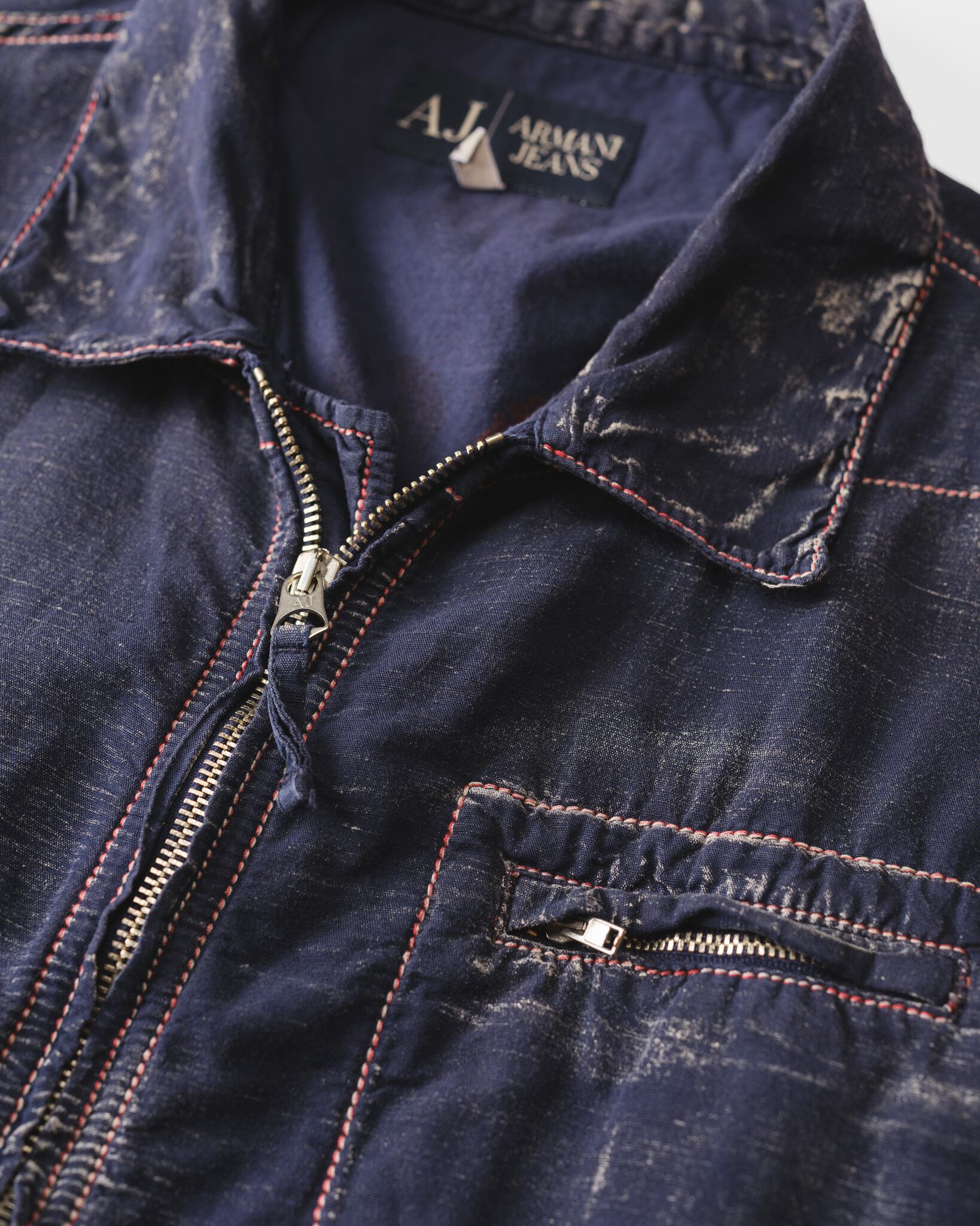 1990's] “ARMANI JEANS” Indigo Hemp Coating Jacket (Made in Italy