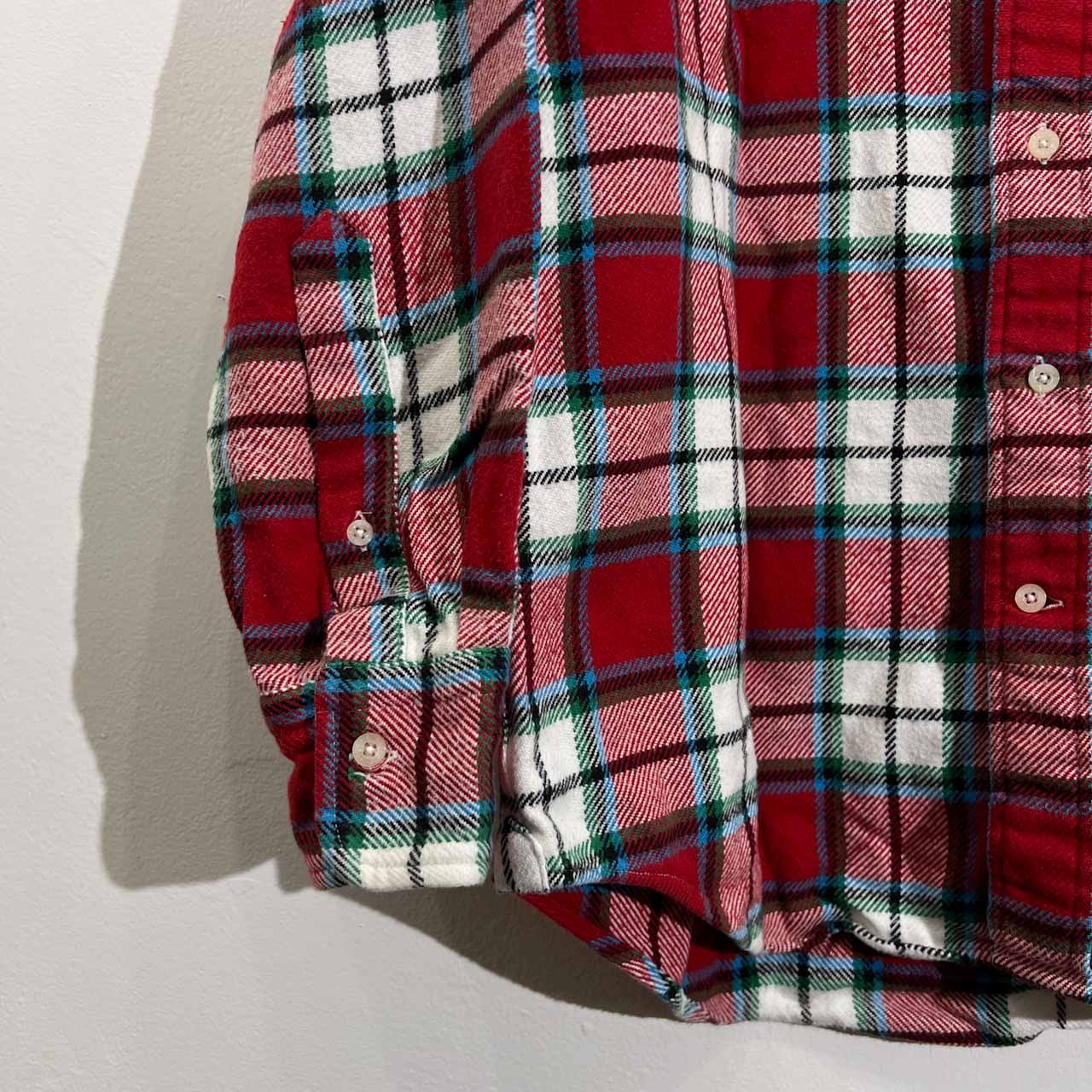 J.PRESS ジェイプレス チェック柄 長袖ネルシャツ L/レッド 系