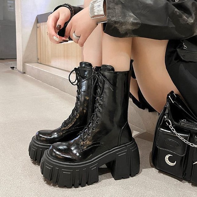 Platform lace up boots　M1272