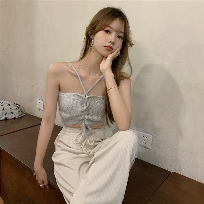 ブラックニットホルターショートパンツ ブラックストロベリース40677620185