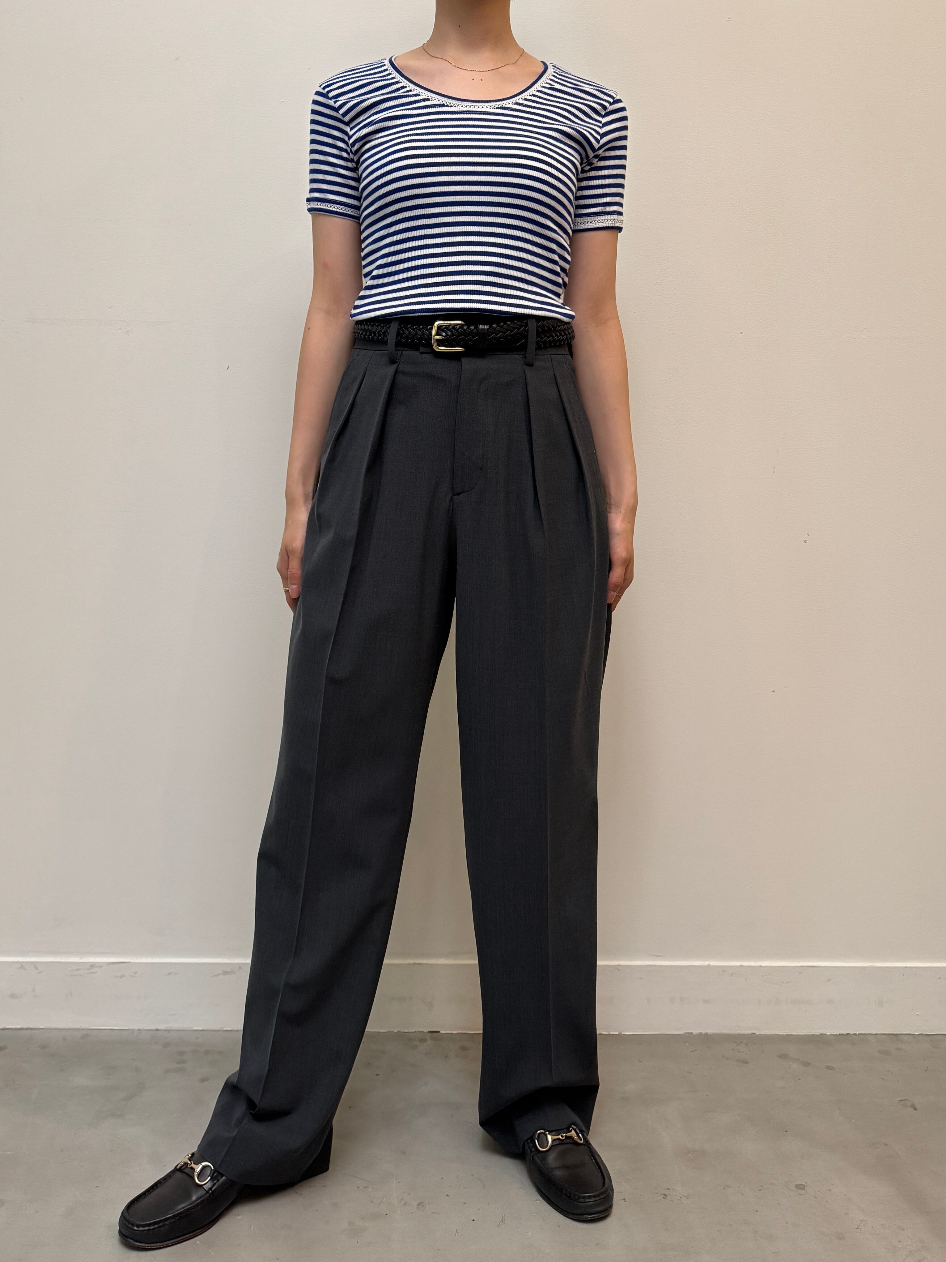 CU13-24 USED BORDER RIB TEE -BLUE×WHITE-