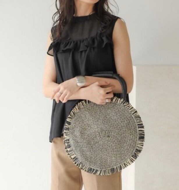 【2color】フリンジラウンドトートバッグ