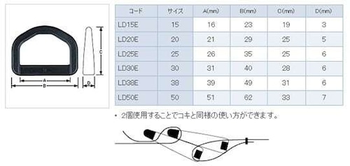 お得な１００個入り　YKK LD15E プラスチック Dカン 黒 100個入り