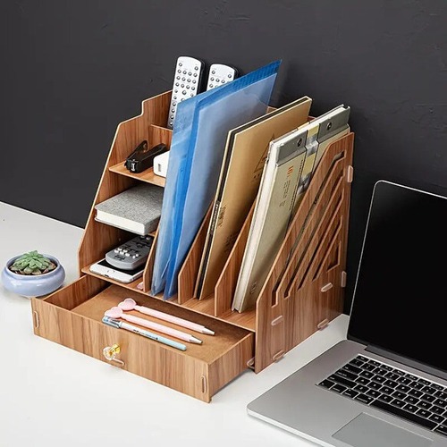 デスク収納 木製 A4収納可 小物収納 書類収納 幅33cm 引出し付 多機能収納棚 ヴィンテージ 北欧