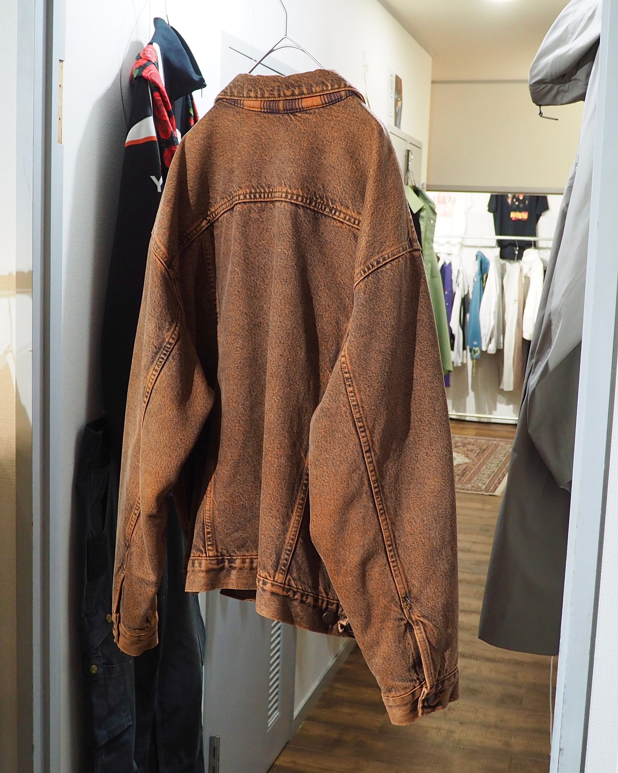 1990s " Made in USA - LEVI’S " Dark Orange Over Dyed vintage Denim jacket