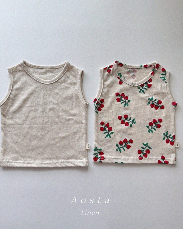 予約 : Linen Sleeveless Tee〔aosta〕
