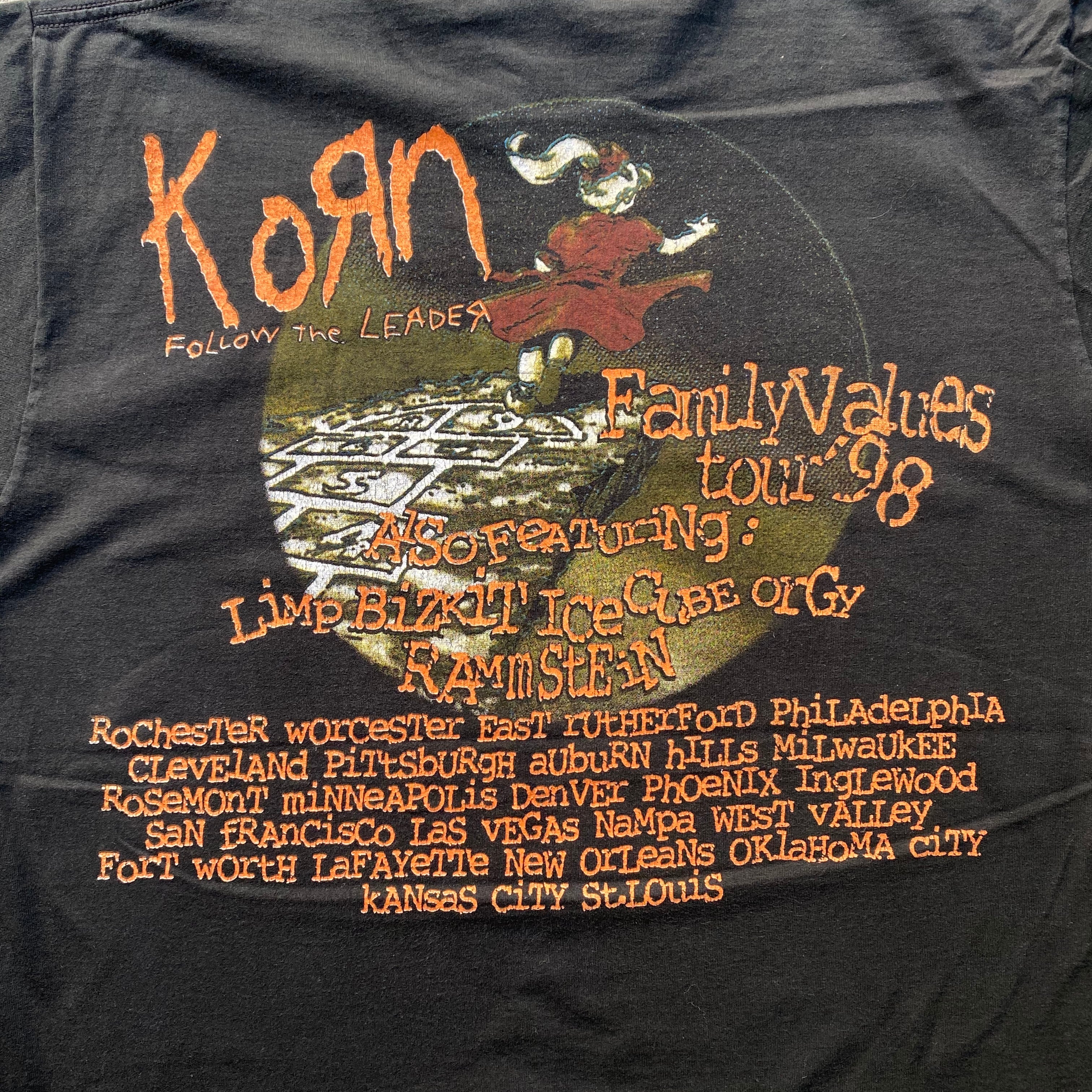 90年代 KoRn コーン Family Values Tour ツアーTシャツ バンドTシャツ ヴィンテージ メンズXL 古着【Tシャツ】 |  cave 古着屋【公式】古着通販サイト