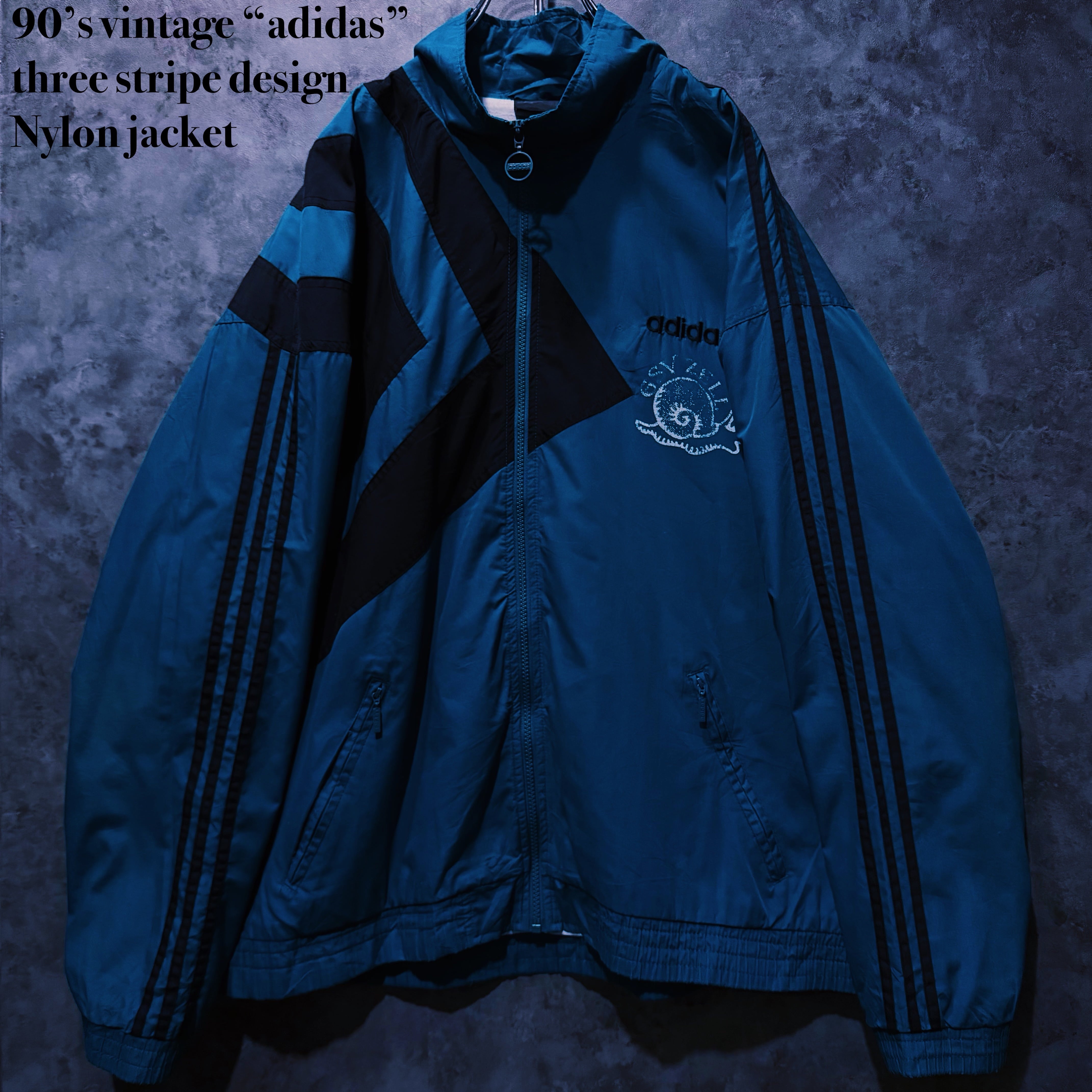 【 doppio】90’s vintage “adidas” three stripe design Nylon jacket