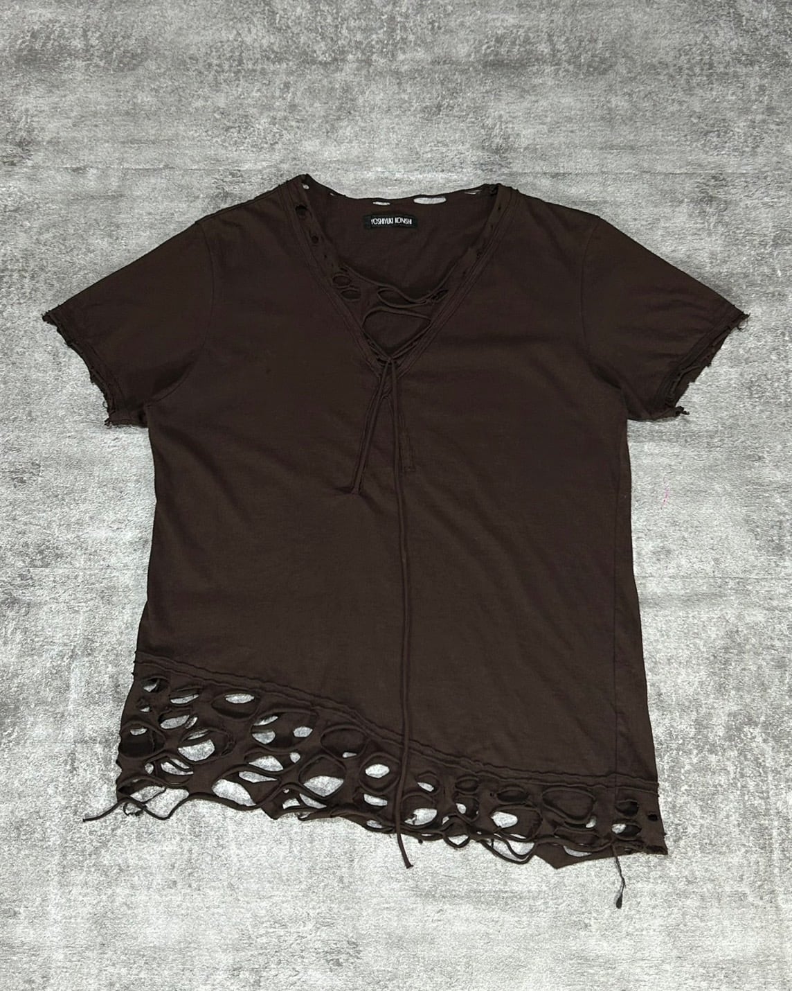 80's-90's YOSHIYUKI KONISHI - damaged vneck tee