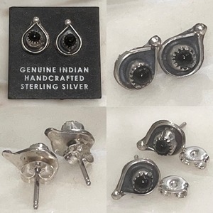 Navajo silver onyx earrings
