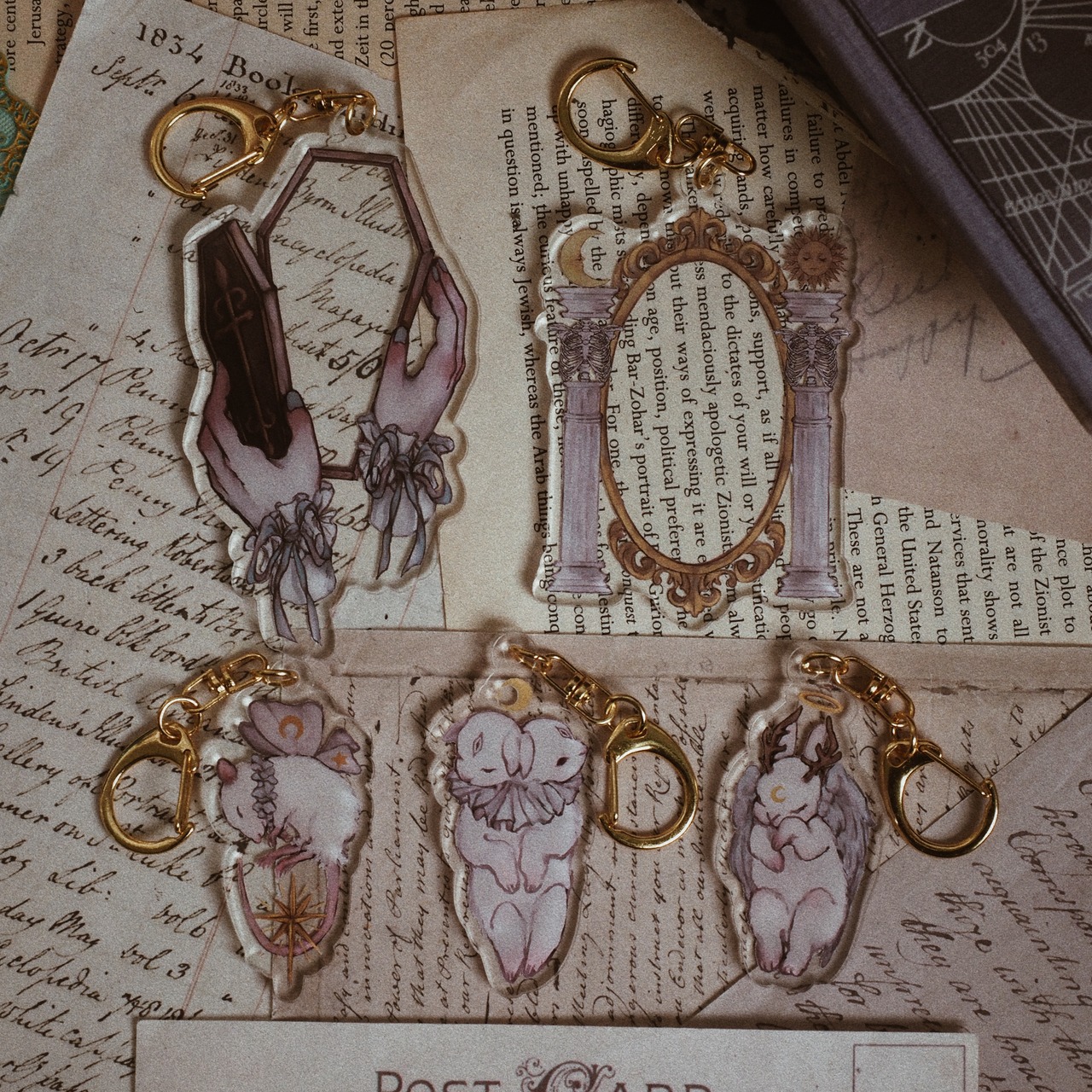 蝶ねずみ 剥製標本 重ねて楽しむアクリルキーホルダー