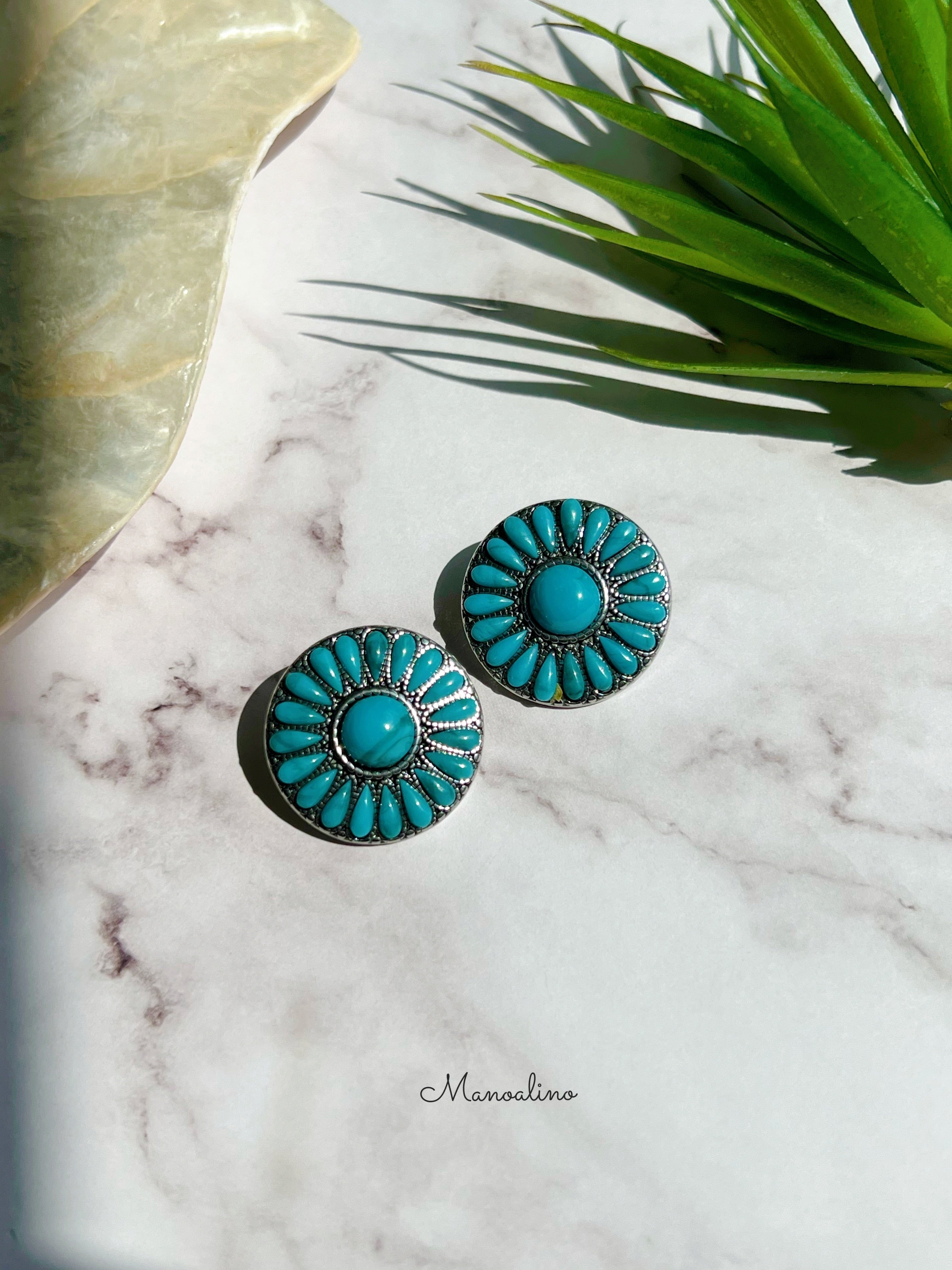 Circle Turquoise earring(サークルターコイズピアス) | Manoalino