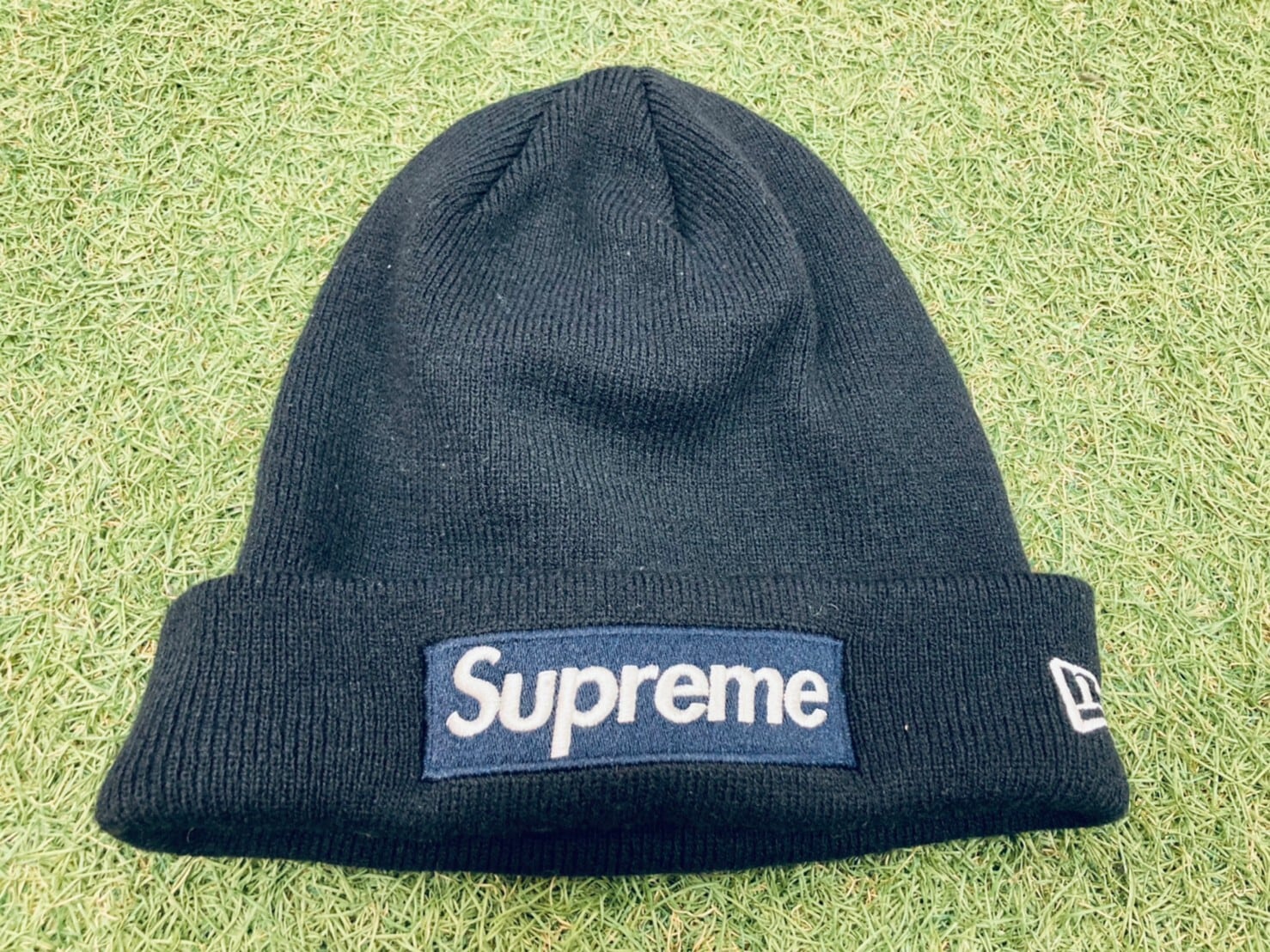 Supreme New Era Box Logo Beanie ネイビー