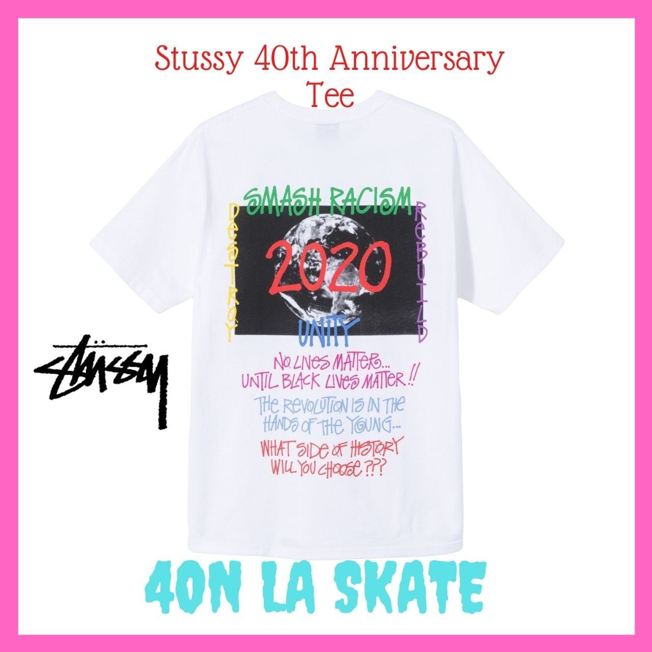 限定品！ステューシー40周年記念Tシャツ白 Lサイズ | 4ON LA SKATE
