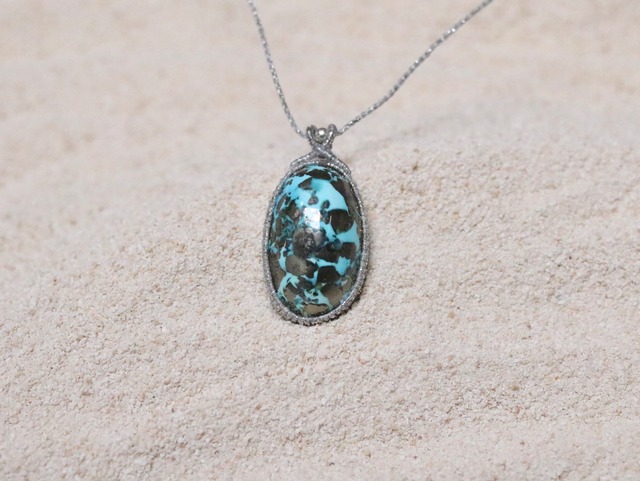 パイライトペルシャターコイズ oval  ネックレス