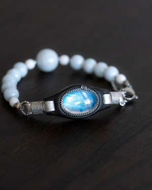 【Order】神奈川県T.K様『清風朗月』ホワイトラブラドライト×縞黒檀