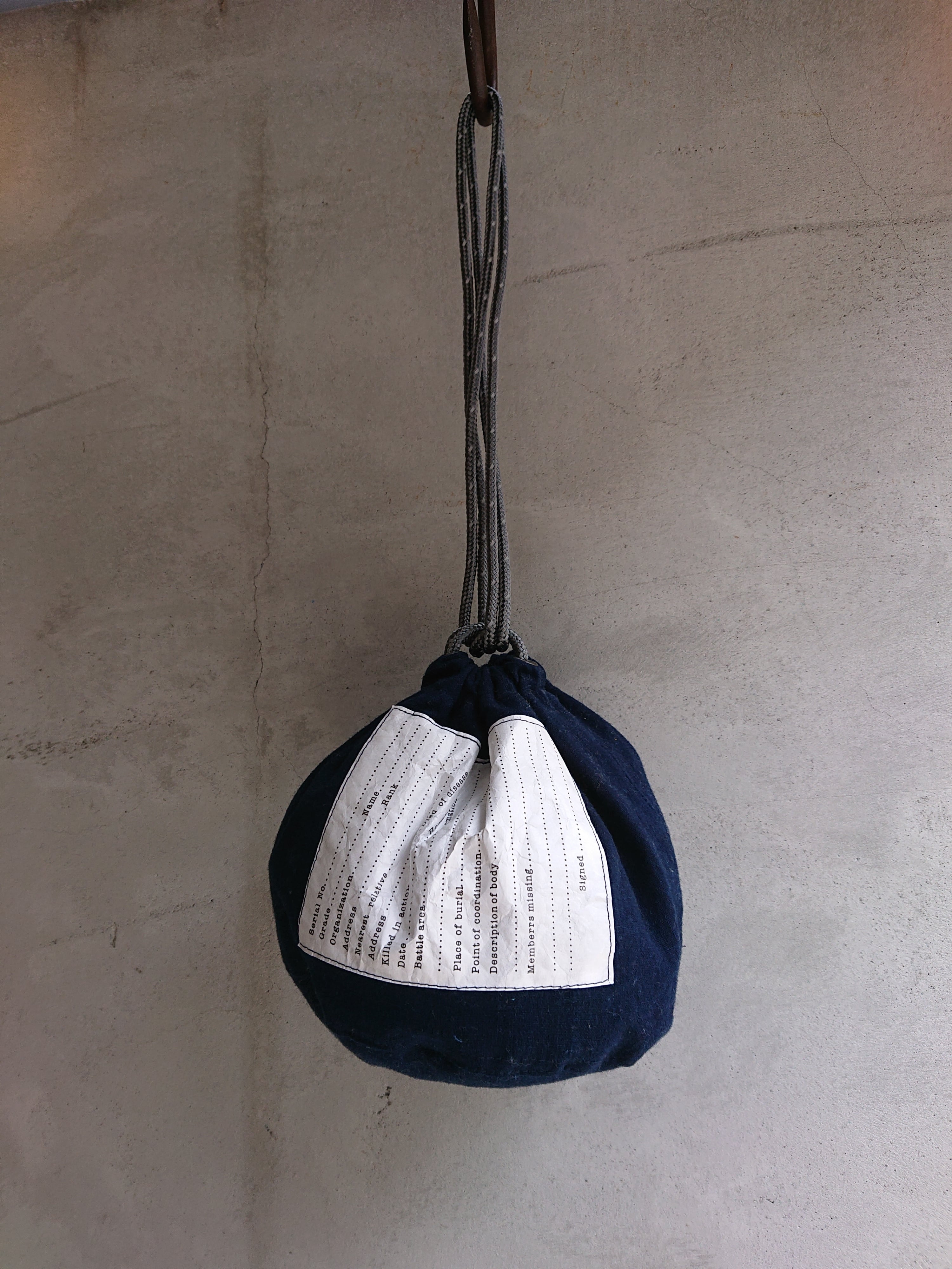 BAA COSTUME MFG. "PERSONAL EFFECTS BAG" VINTAGE NATURAL INDIGO FABRIC ②