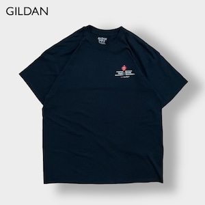 【GILDAN】企業系 企業ロゴ バックプリントTシャツ ワンポイント XL ビッグサイズ ハート 黒t 半袖 US古着