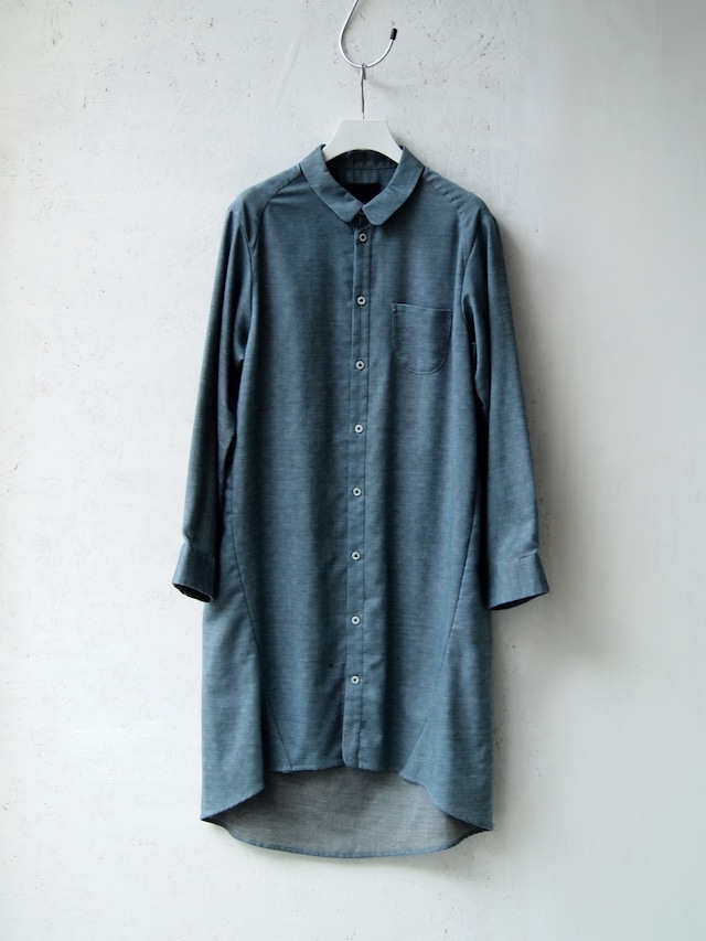 【limited】sou-mu　玉雪のロングシャツ　blue-grey（overdye）