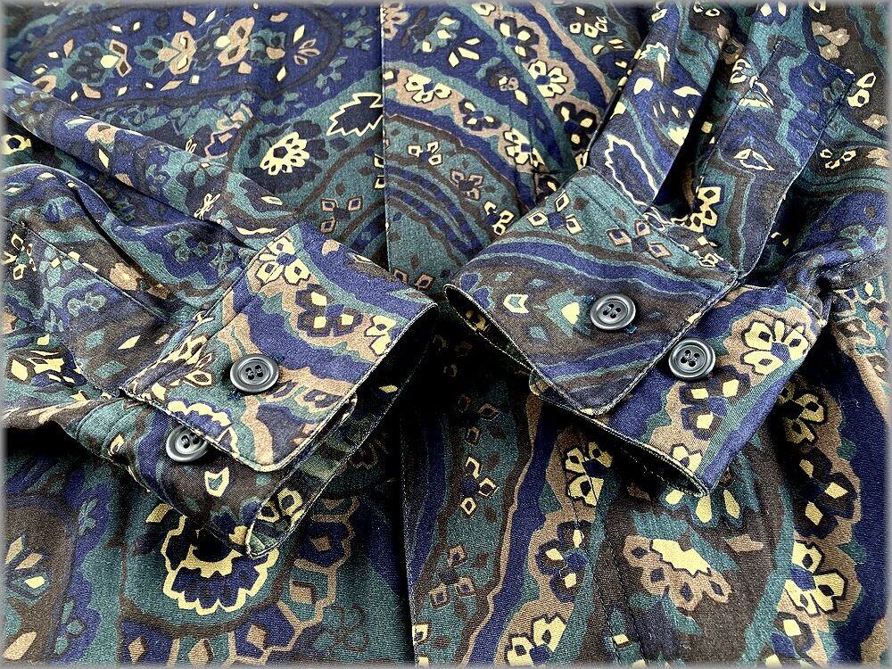 80〜90s IM イッセイミヤケ レーヨン長袖シャツ M オレンジ miyake
