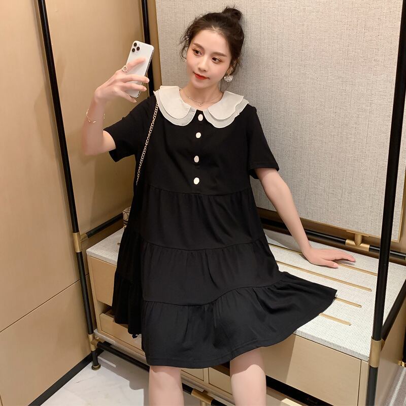 【新作】【送料無料】 マタニティウェア2020夏の新しいラペルルーズボタンマタニティドレス、トレンディなマザーミドル丈、年齢を減らすマタニティドレス-アリババ サマー 夏物 expec282047731249