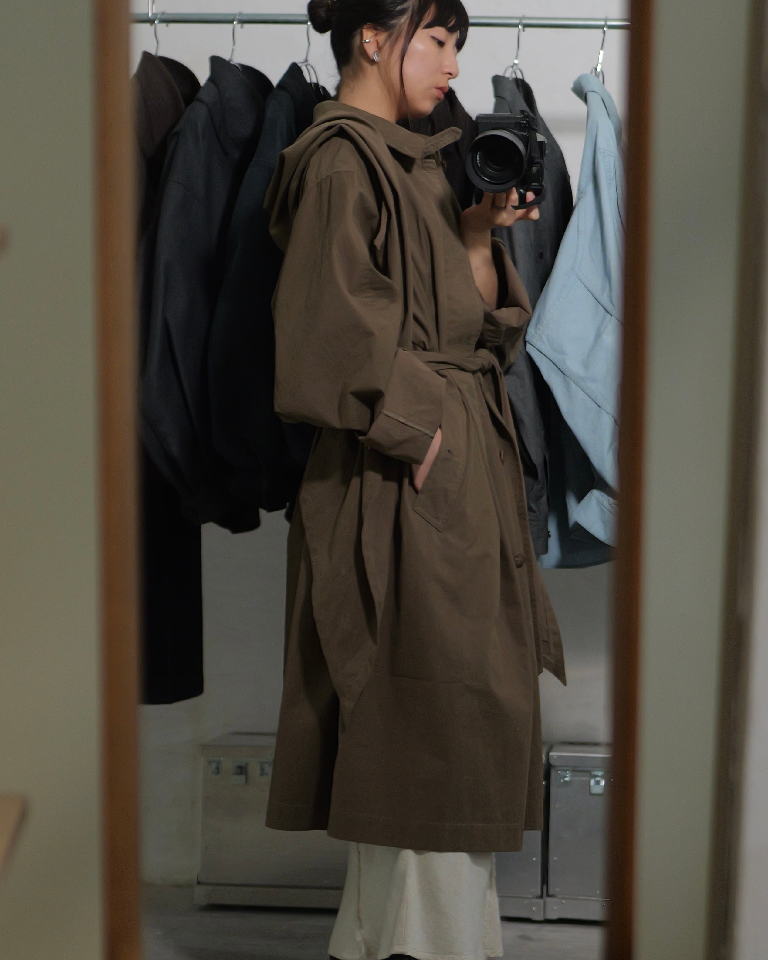 予約販売 | i'm here : - HAOLI TRENCH COAT ：Khaki｜フード型