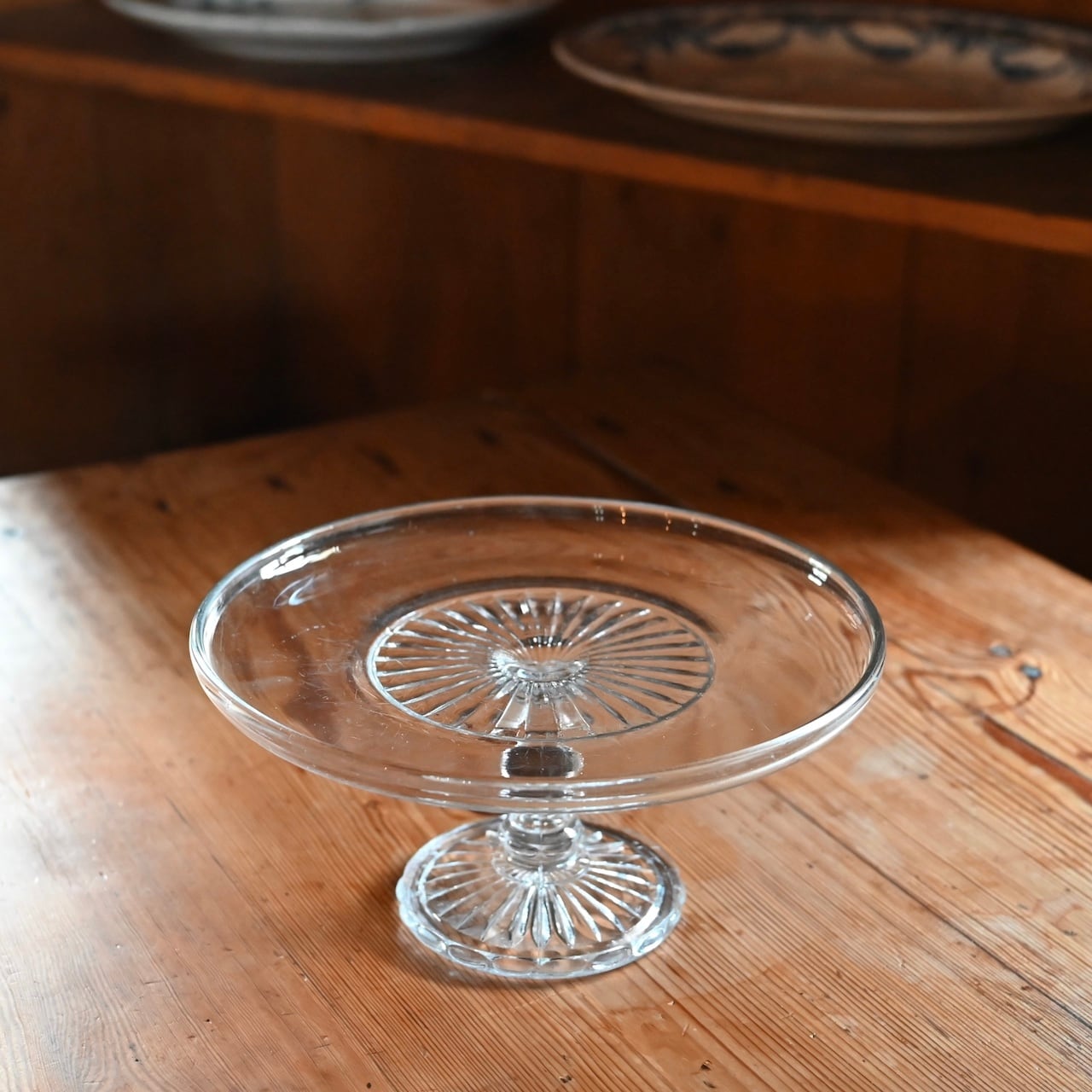 英国アンティークガラス製コンポート/ケーキスタンド/食器飾り棚(84-194-2 英国アンティークガラス製コンポート/ケーキスタンド/食器飾り棚(84-194-2