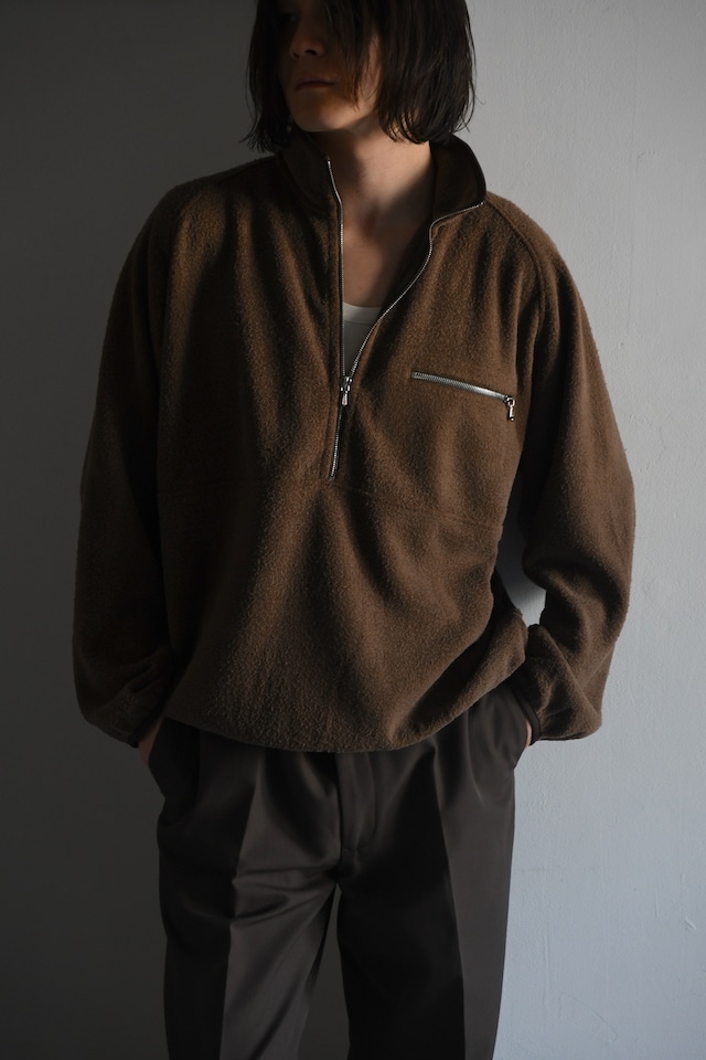 A.PRESSE / Vintage Silk Fleece Harf ZIP Jacket (Brown)